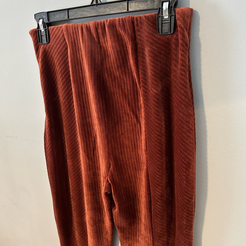 Velour Rust‎ Retro Groovy Hippie Flare Pants Track Pants - Picture 5 of 6